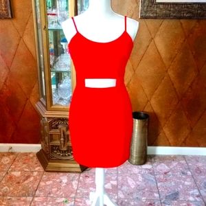 Red cut out dress